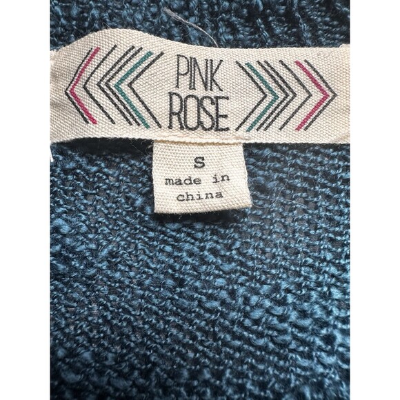 Pink Rose Women’s Lightweight Sweater Size Small - Teal Patterned Knit - Picture 5 of 5